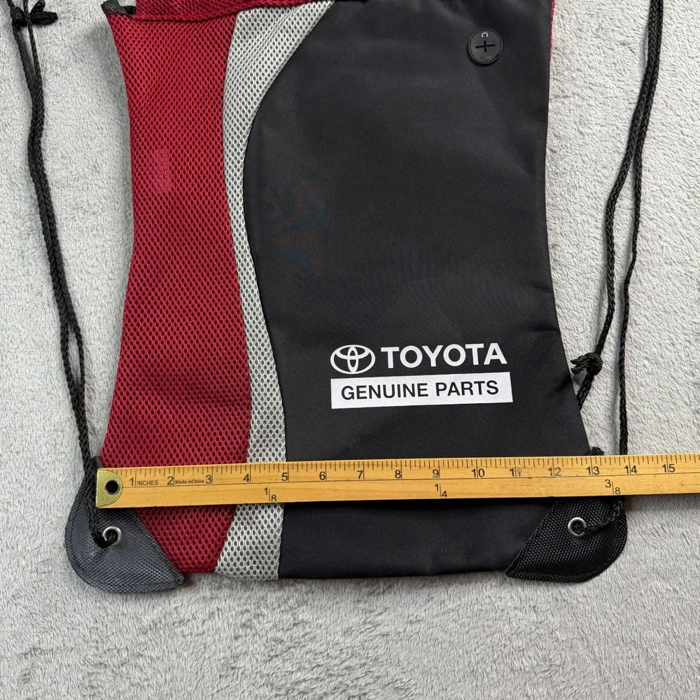 Toyota Genuine Parts Drawstring Cinch Bag Backpack Black Red Mesh Headphone Port